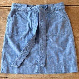 NWOT Talbots Newport Chambray Tie Front Utility Skirt Light Blue Midi  XSP